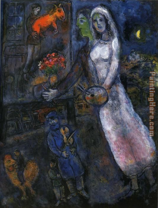 Marc Chagall Newlyweds and Violinist